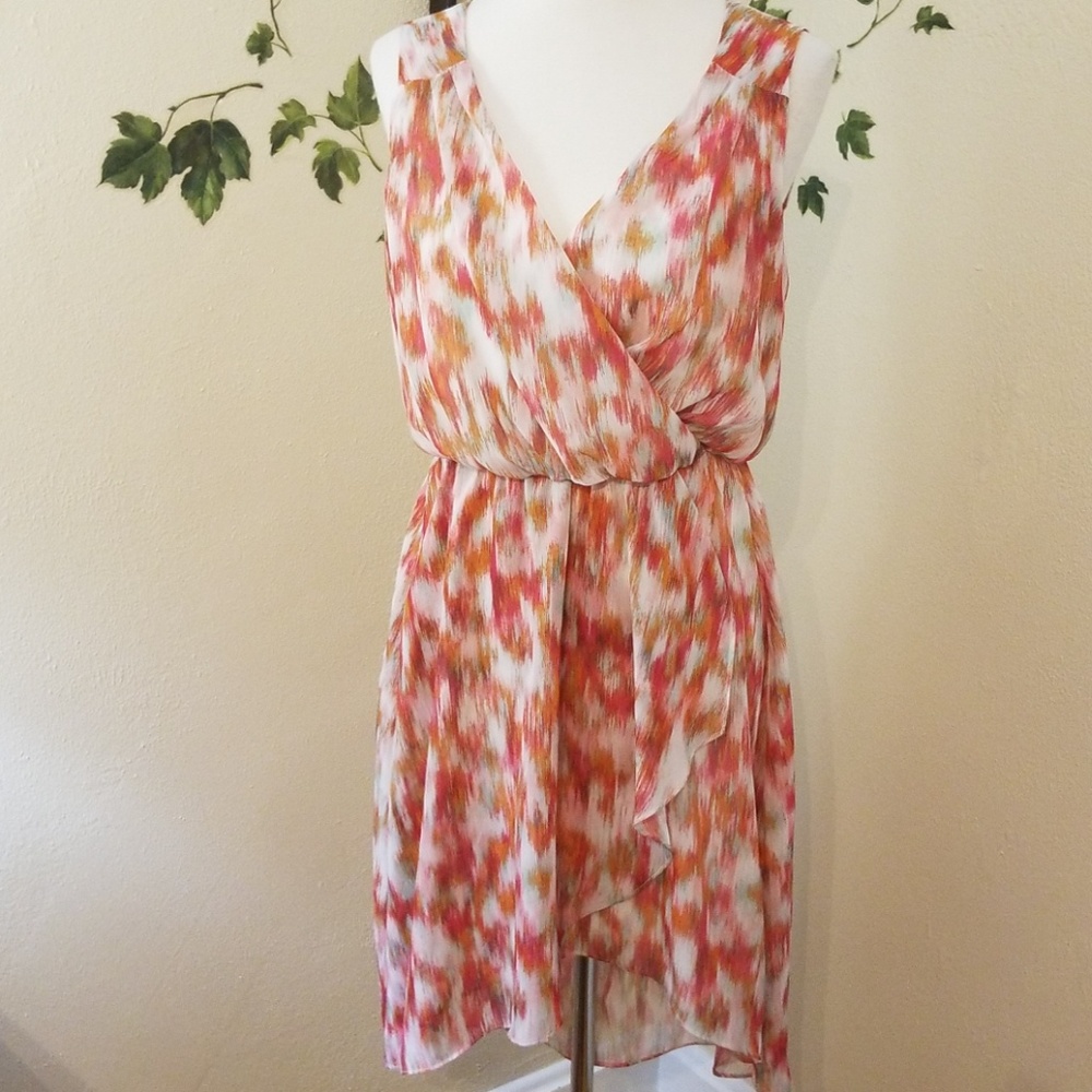 V neck peep back high low dress.